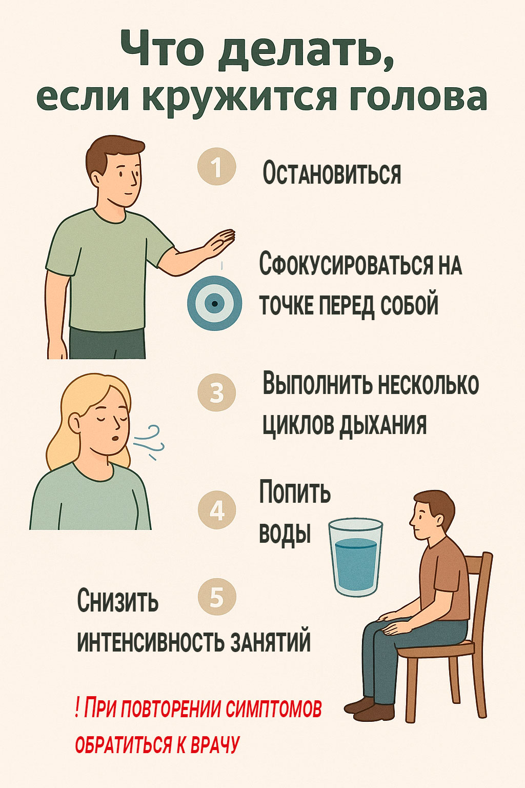 Что делать, если во время упражнений появилось головокружение?