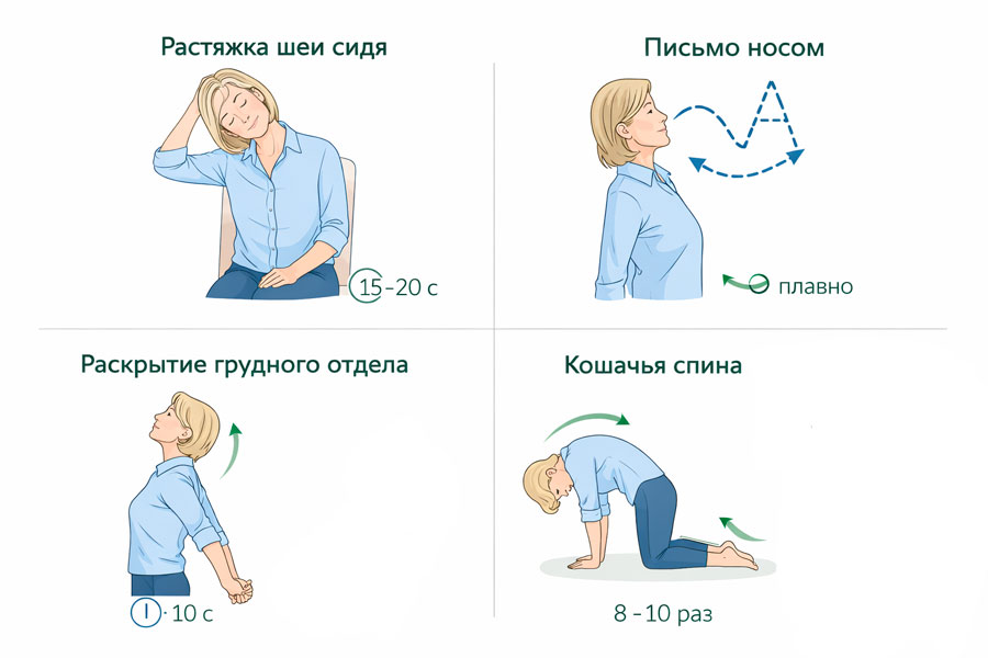 упражнения для расслабления спины и шеи