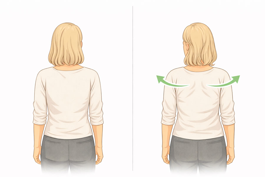 картинка упражнения сведения лопаток для расслабления спины