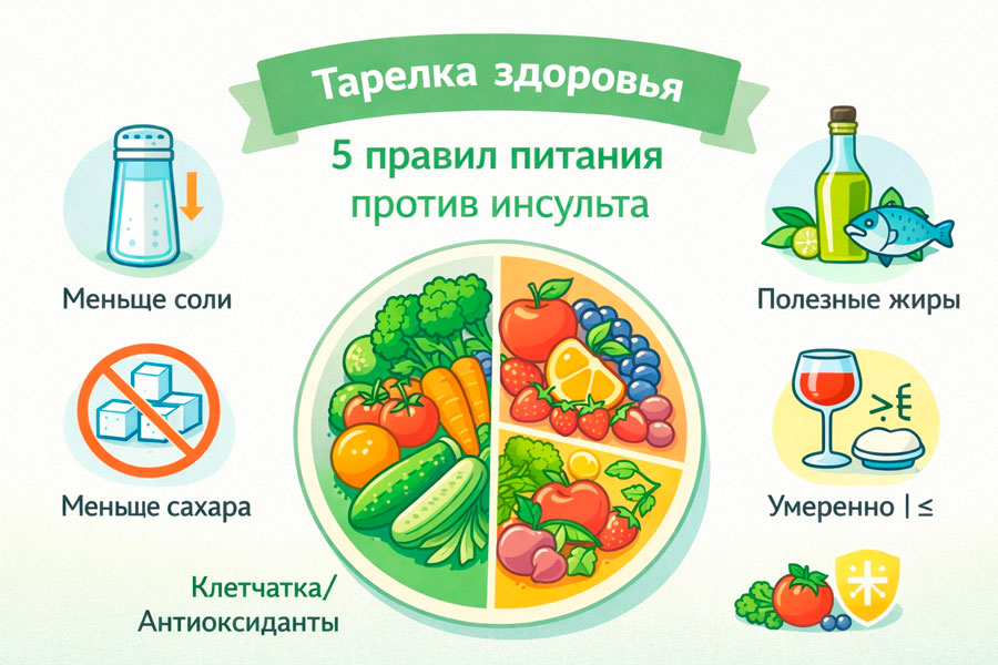 картинка с продуктами для профилактики инсульта